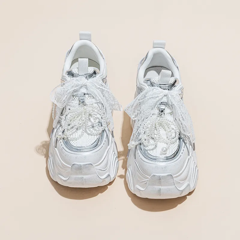 Shangjinni Abrasion Resistant Breathable Height Increasing Low Top Chunky Sneakers Women's-1