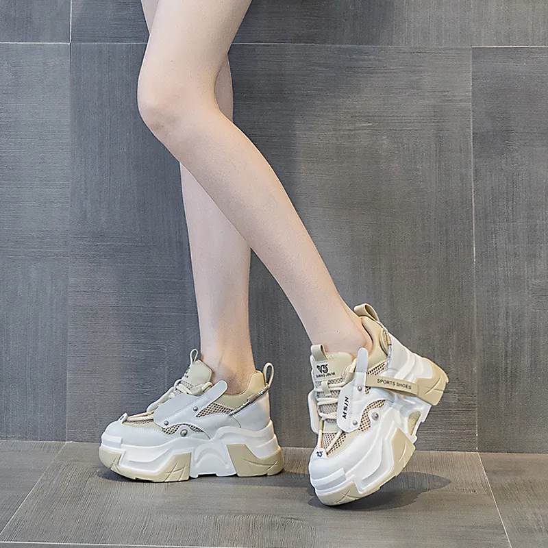 Shangjinni Lightweight Height Increasing Mid Top Chunky Sneakers Women's-15