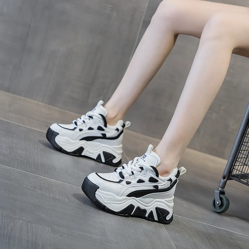 Shangjinni Lightweight Height Increasing Low Top Chunky Sneakers Women's-3