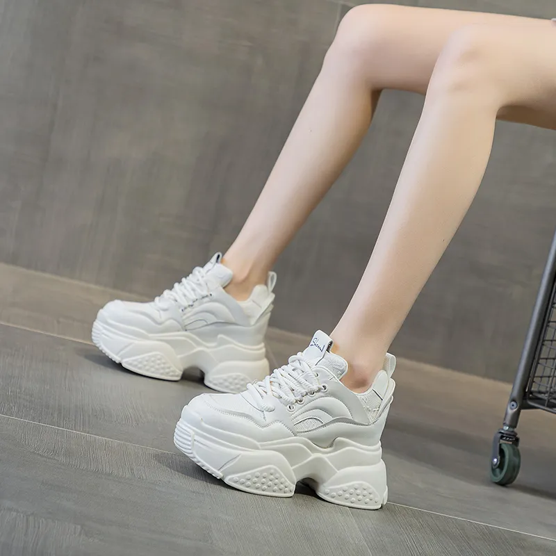 Shangjinni Lightweight Height Increasing Mid-Top Chunky Sneakers Women's-7