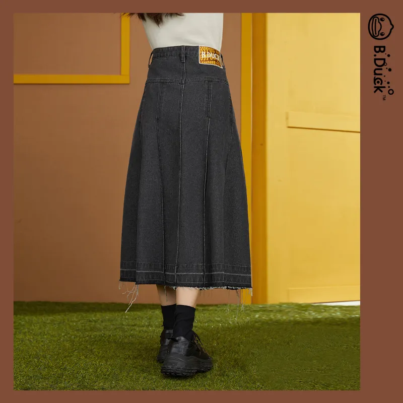 B.Duck Denim Long Skirts Women's Black-4