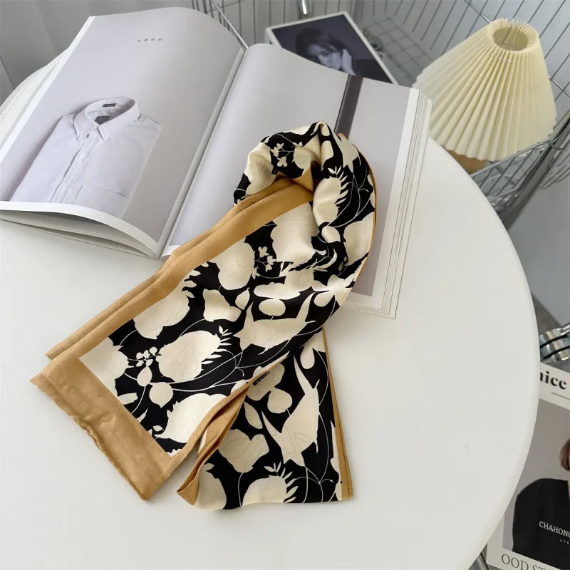 Top Melon Polyester Silk Scarves Women's-5