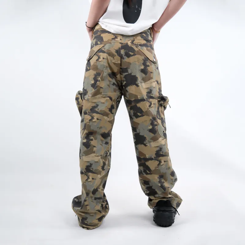 FEAROM Cargo Pants Unisex Brown Yellow Camouflage-7