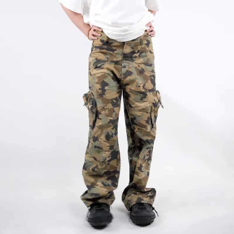 FEAROM Cargo Pants Unisex Brown Yellow Camouflage-3