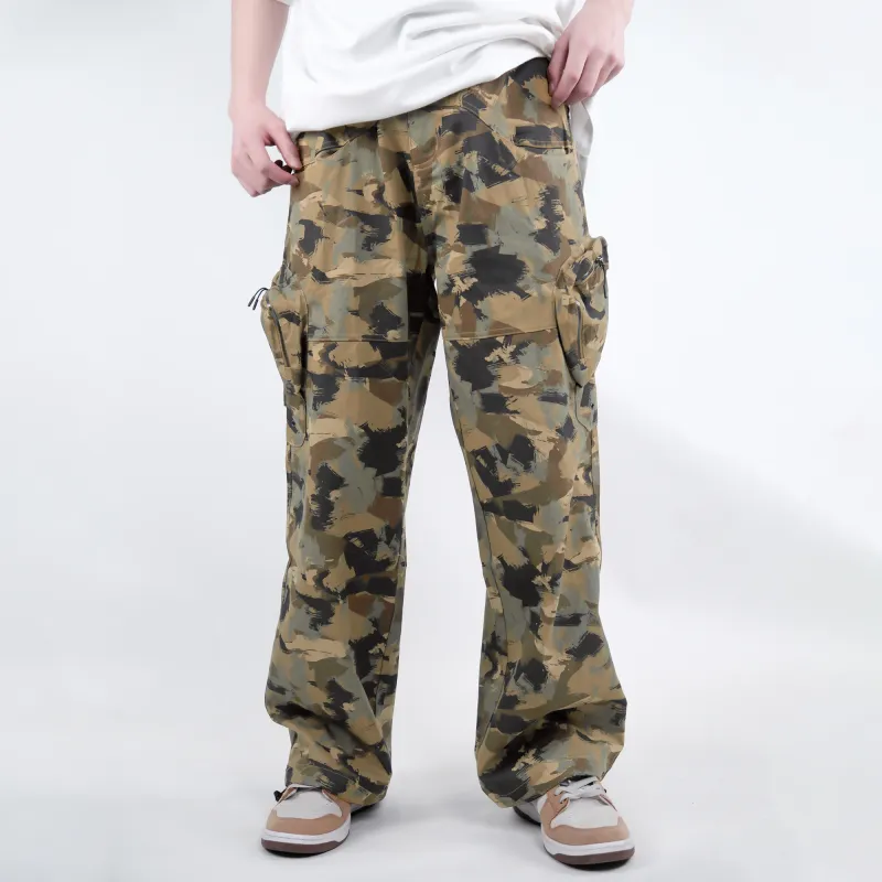 FEAROM Cargo Pants Unisex Brown Yellow Camouflage-2