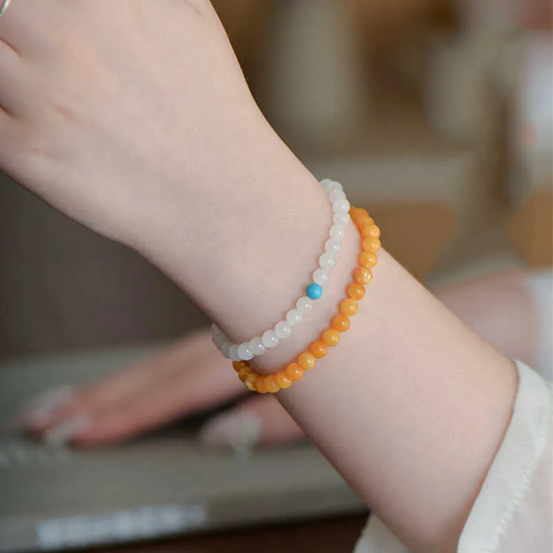GOLDFISH ALLEY Hetian Jade Bracelets Pale Greenish White Jade Women's-4