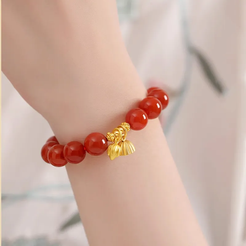 GOLDFISH ALLEY South Red Agate Fine Jade Bracelets Women's-9