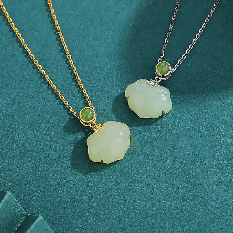 GOLDFISH ALLEY Hetian Jade Necklaces Pale Greenish White Jade Women's-2