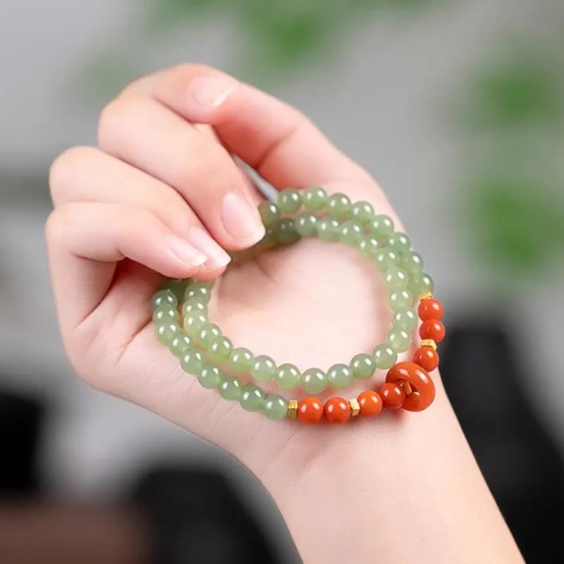 GOLDFISH ALLEY Hetian Jade Bracelets Pale Greenish White Jade Women's-3