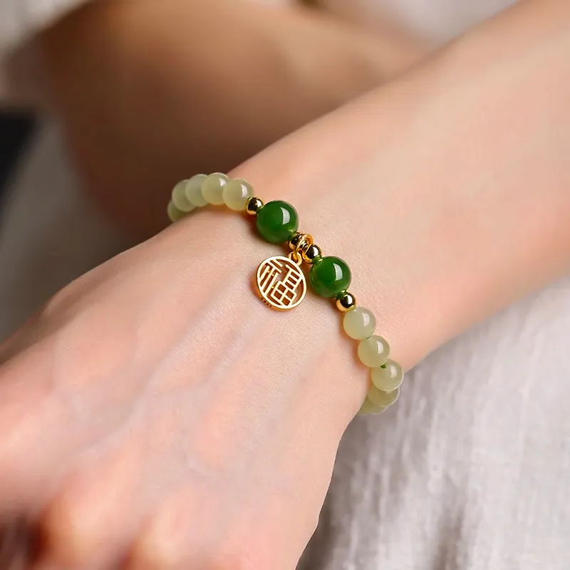 GOLDFISH ALLEY Bracelets Pale Greenish White Jade Women's-5