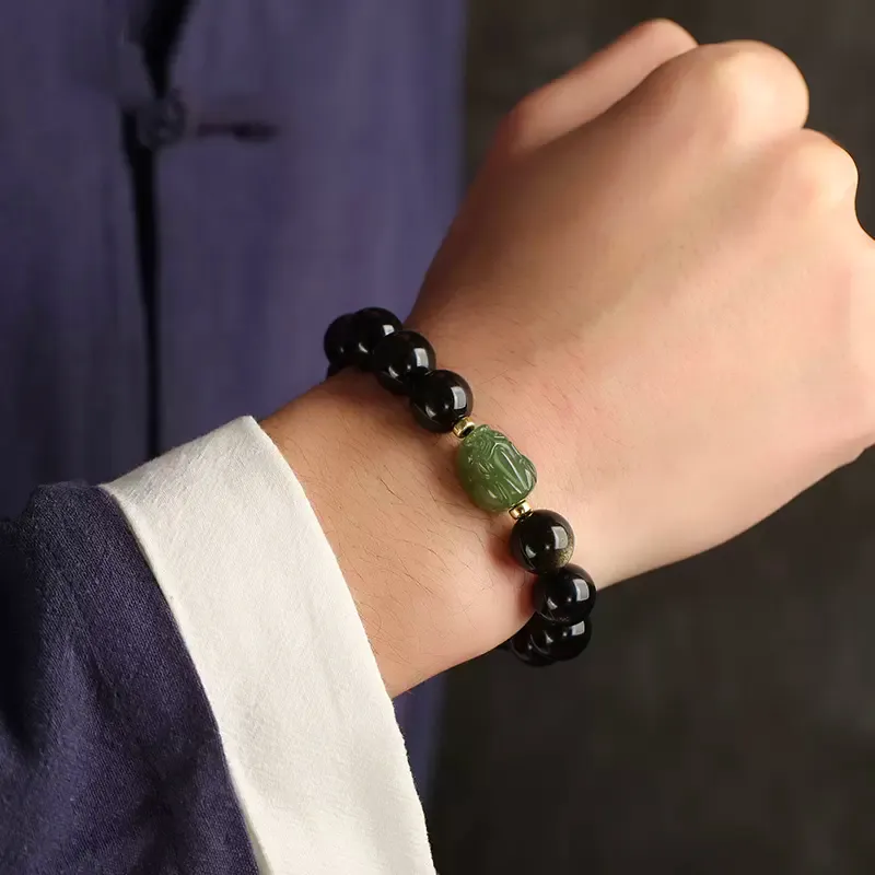GOLDFISH ALLEY Obsidian Jade Bracelets Unisex-3