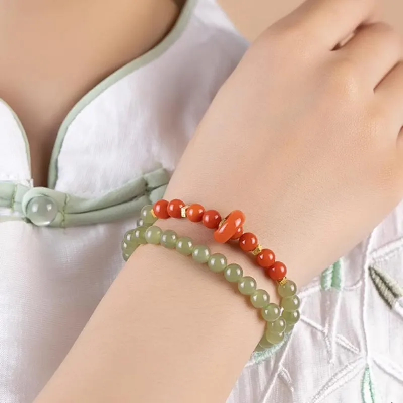 GOLDFISH ALLEY Hetian Jade Bracelets Pale Greenish White Jade Women's-2