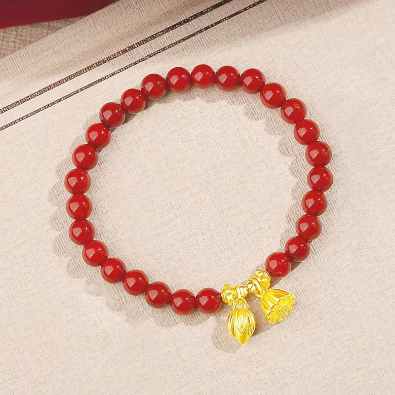 GOLDFISH ALLEY South Red Agate Fine Jade Bracelets Women's-4
