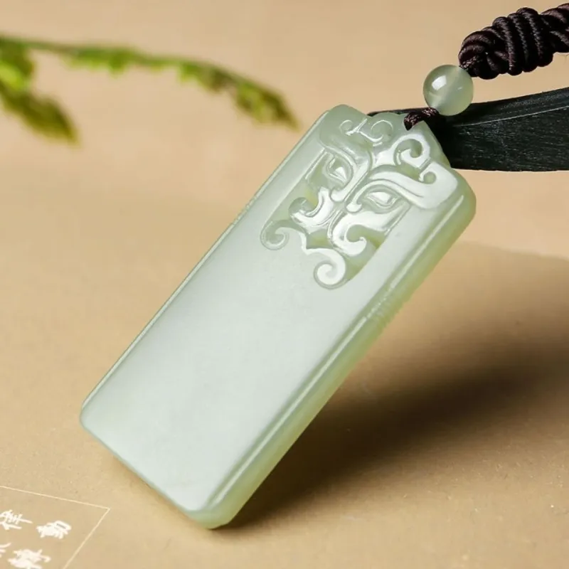 GOLDFISH ALLEY Hetian Jade Necklaces Pale Greenish White Jade Unisex-2