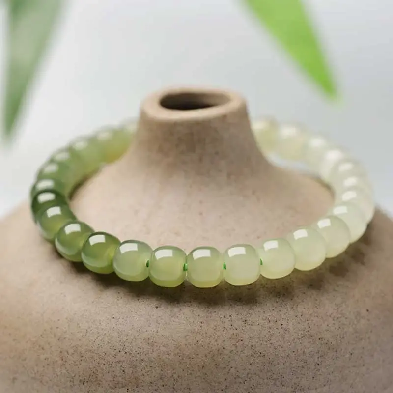 GOLDFISH ALLEY Hetian Jade Bracelets Pale Greenish White Jade Women's-4