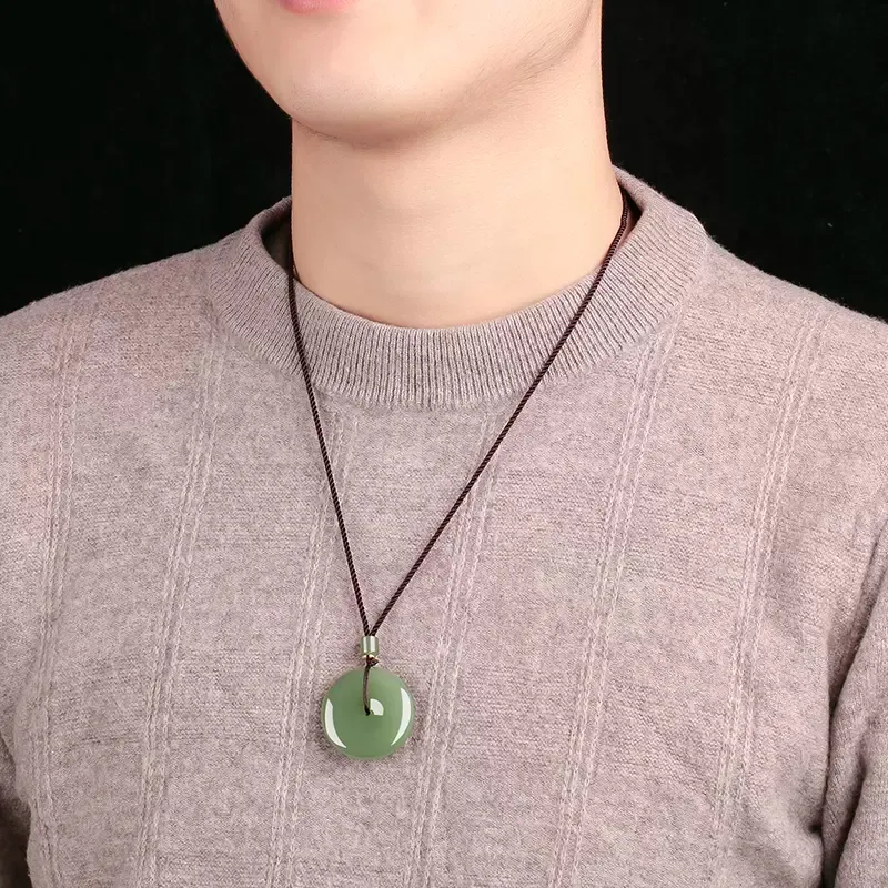 GOLDFISH ALLEY Peace Buckle Necklace Pale Greenish White Jade Unisex-1