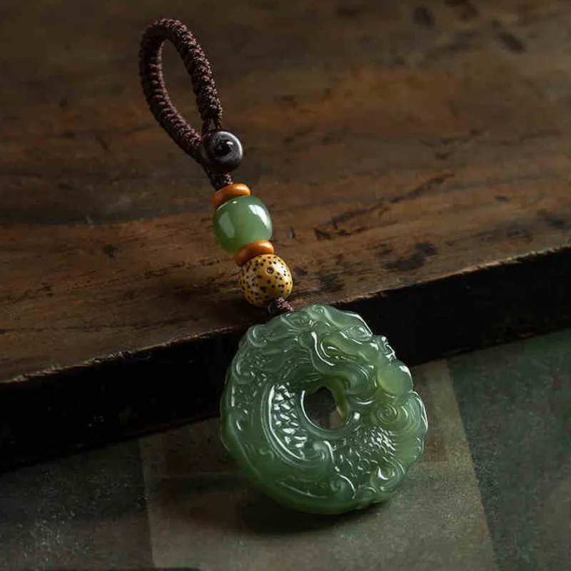 GOLDFISH ALLEY Hetian Jade Pendants Pale Greenish White Jade Unisex-5