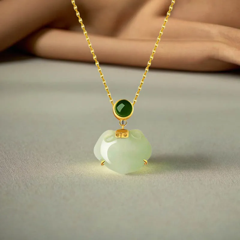 GOLDFISH ALLEY Hetian Jade Necklaces Pale Greenish White Jade Women's-1