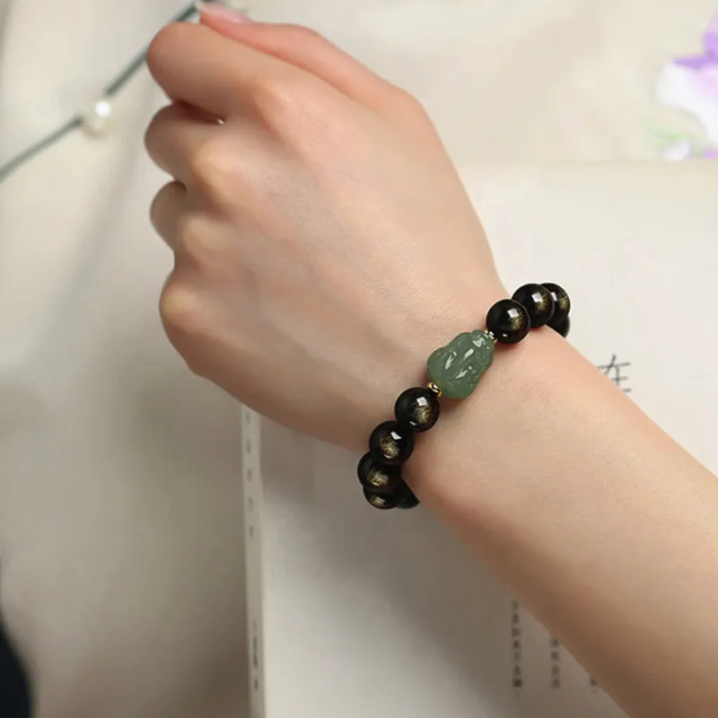 GOLDFISH ALLEY Obsidian Jade Bracelets Unisex-4