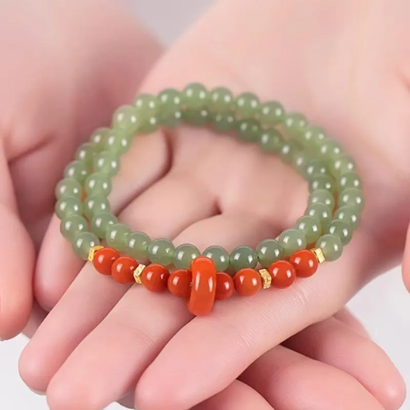 GOLDFISH ALLEY Hetian Jade Bracelets Pale Greenish White Jade Women's-4