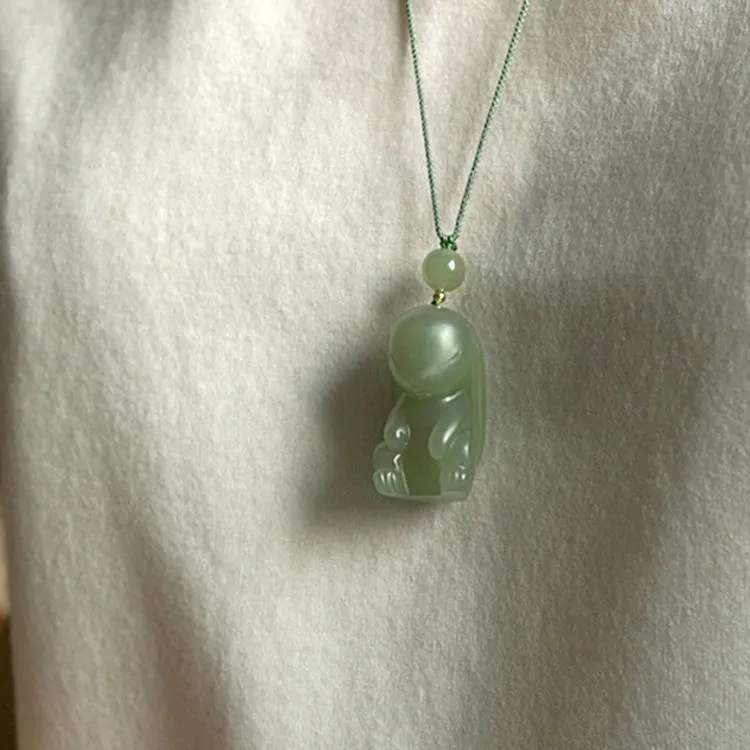 GOLDFISH ALLEY Hetian Jade Necklaces Pale Greenish White Jade Unisex-4