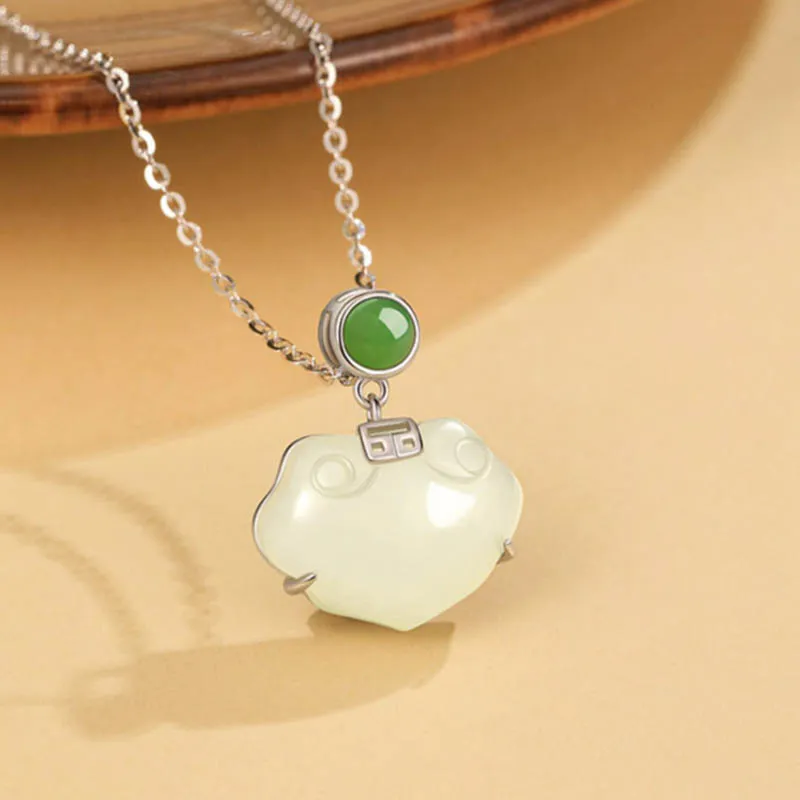 GOLDFISH ALLEY Hetian Jade Necklaces Pale Greenish White Jade Women's-5