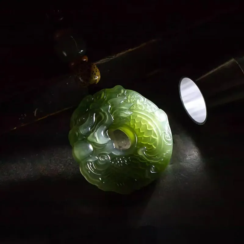 GOLDFISH ALLEY Hetian Jade Pendants Pale Greenish White Jade Unisex-3