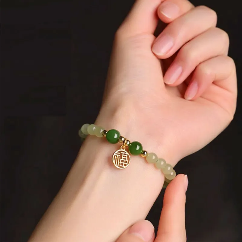 GOLDFISH ALLEY Bracelets Pale Greenish White Jade Women's-4