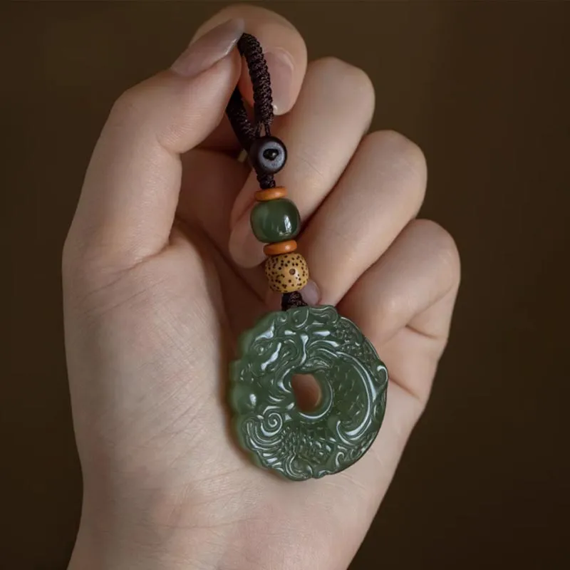 GOLDFISH ALLEY Hetian Jade Pendants Pale Greenish White Jade Unisex-2