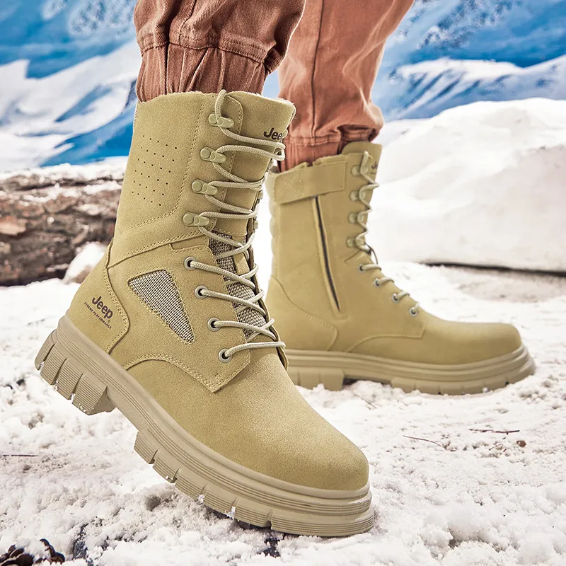 Jeep Warm And Wear Resistant Knee High Outdoor Boots Men's Sand-7