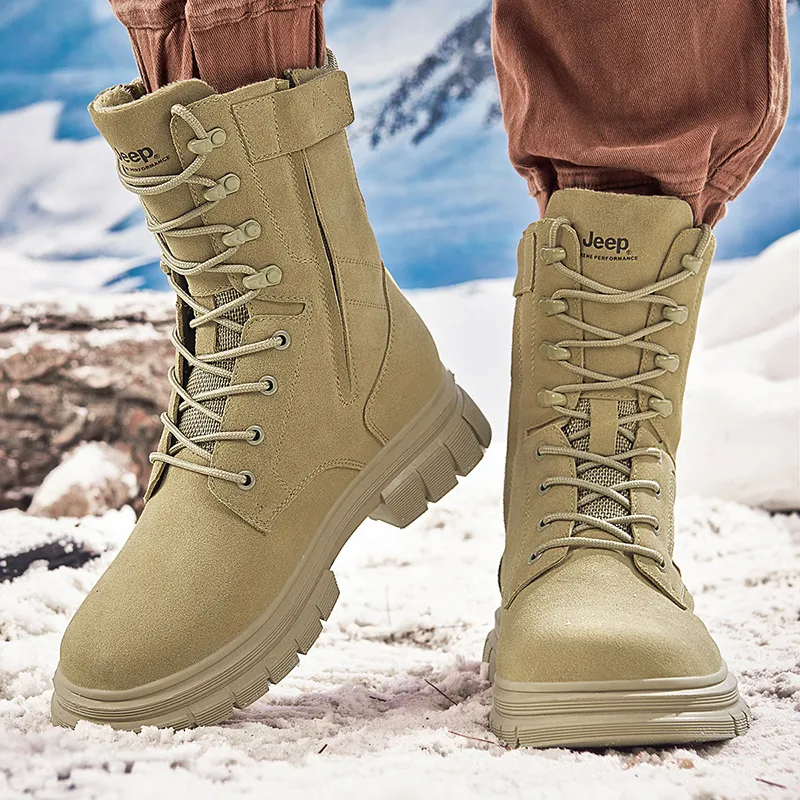 Jeep Warm And Wear Resistant Knee High Outdoor Boots Men's Sand-6