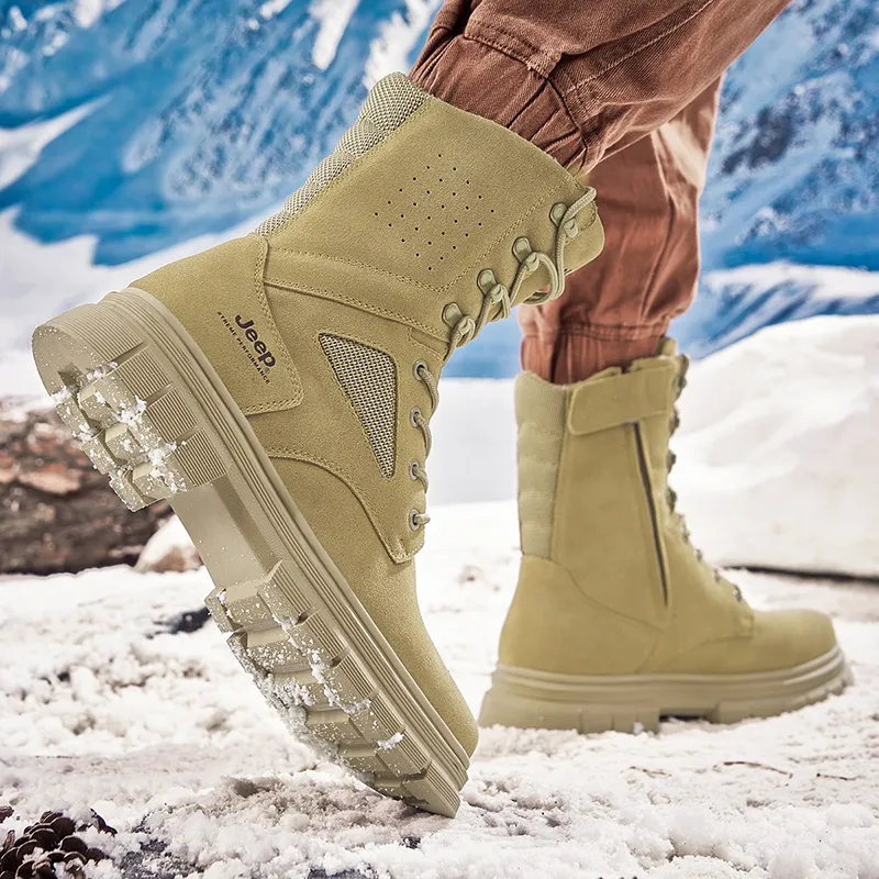 Jeep Warm And Wear Resistant Knee High Outdoor Boots Men's Sand-8