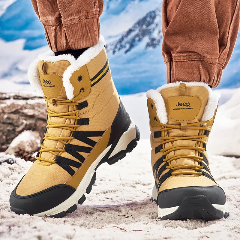 Jeep Warm Wear Resistant Cushioning Height Increasing Short Outdoor Boots Men's Spruce Yellow-5