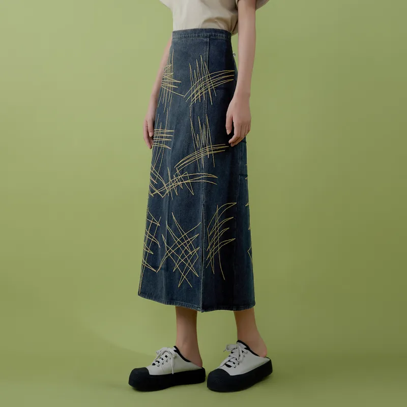 THE SEA LIFE Denim Long Skirt Women's-4