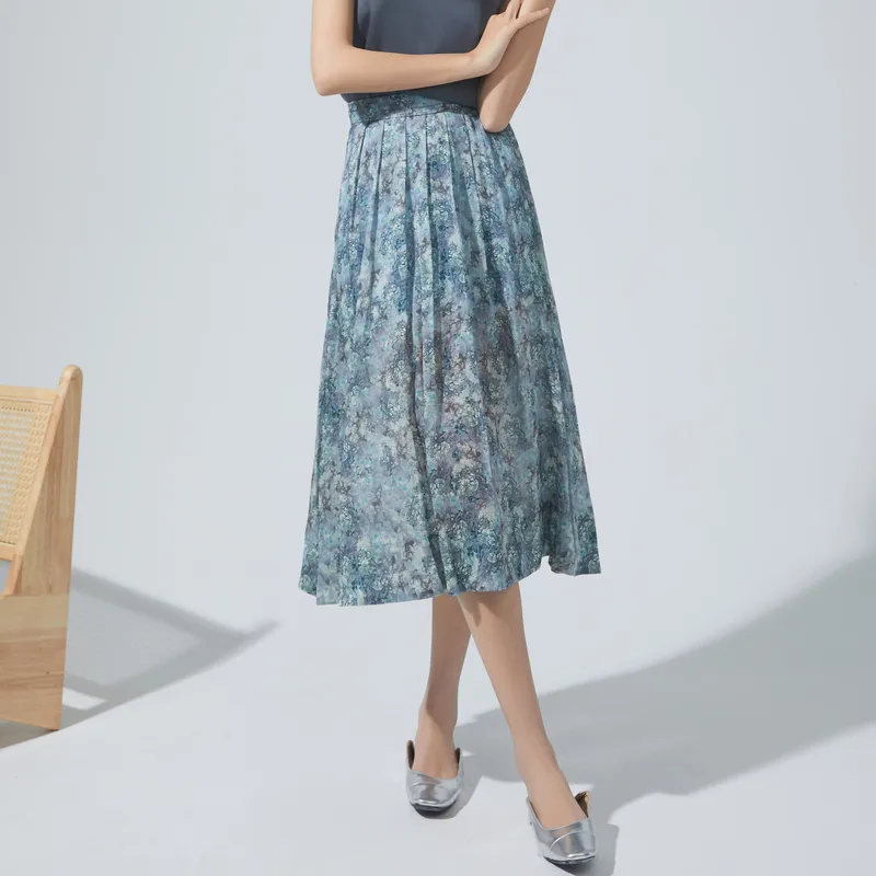 THE SEA LIFE Casual Long Skirt Women's Sky Blue-2