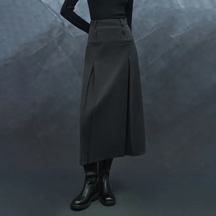 THE SEA LIFE Casual Long Skirt Women's Premium Gray-3