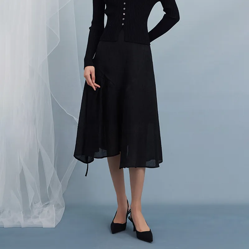 THE SEA LIFE Casual Long Skirt Women's Black Mage-3