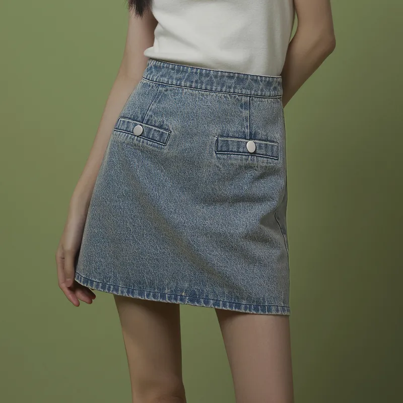THE SEA LIFE Denim Short Skirts Women's Denim Blue-4