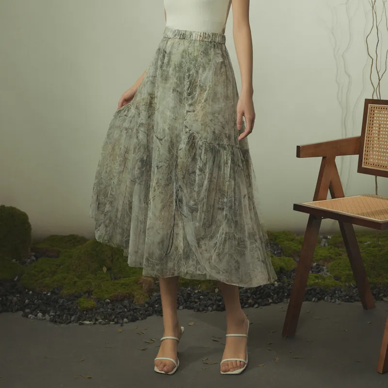 THE SEA LIFE Casual Long Skirt Women's Mist Color-2