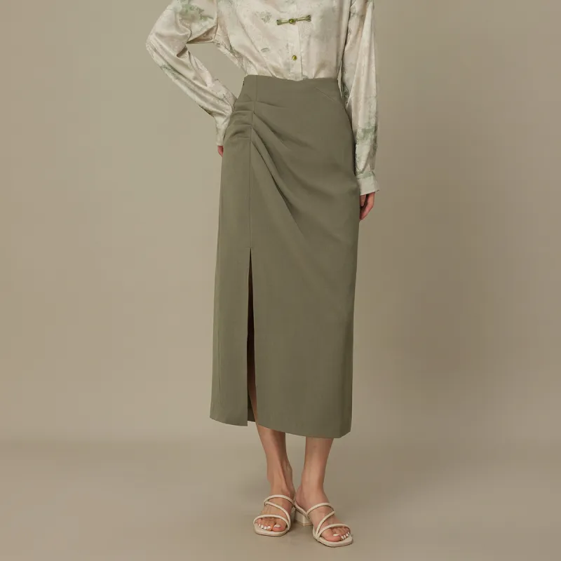 THE SEA LIFE Casual Long Skirt Women's Shimmer Green-2