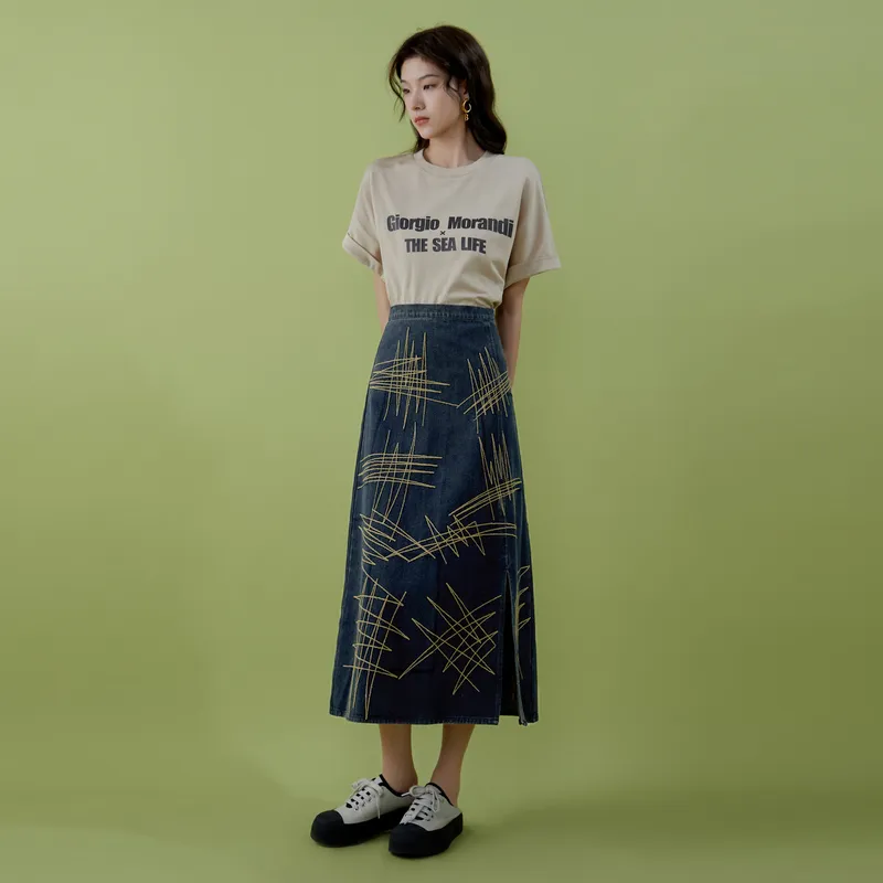 THE SEA LIFE Denim Long Skirt Women's-3