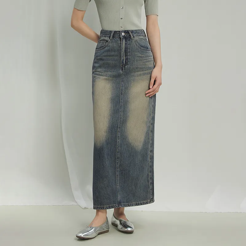 THE SEA LIFE Denim Long Skirt Women's Denim Blue-2