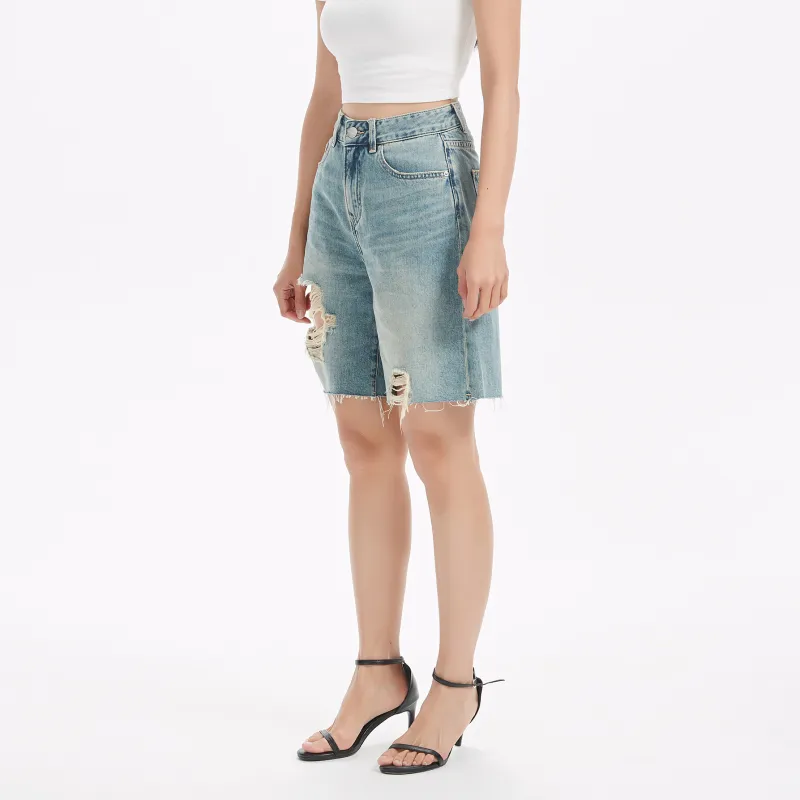 LIUREGALI Denim Shorts Women's Sky Blue-4