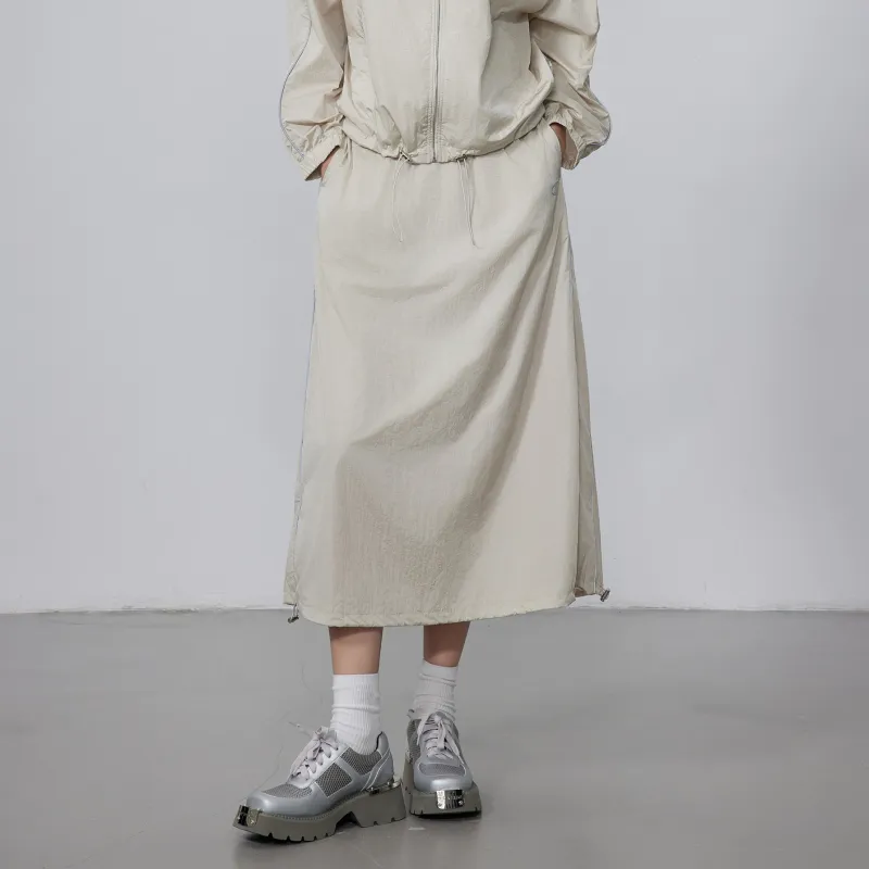 LIUREGALI Casual Long Skirt Women's Khaki-8