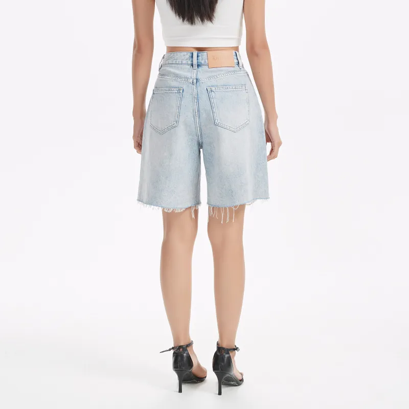 LIUREGALI Denim Shorts Women's Light Blue-5
