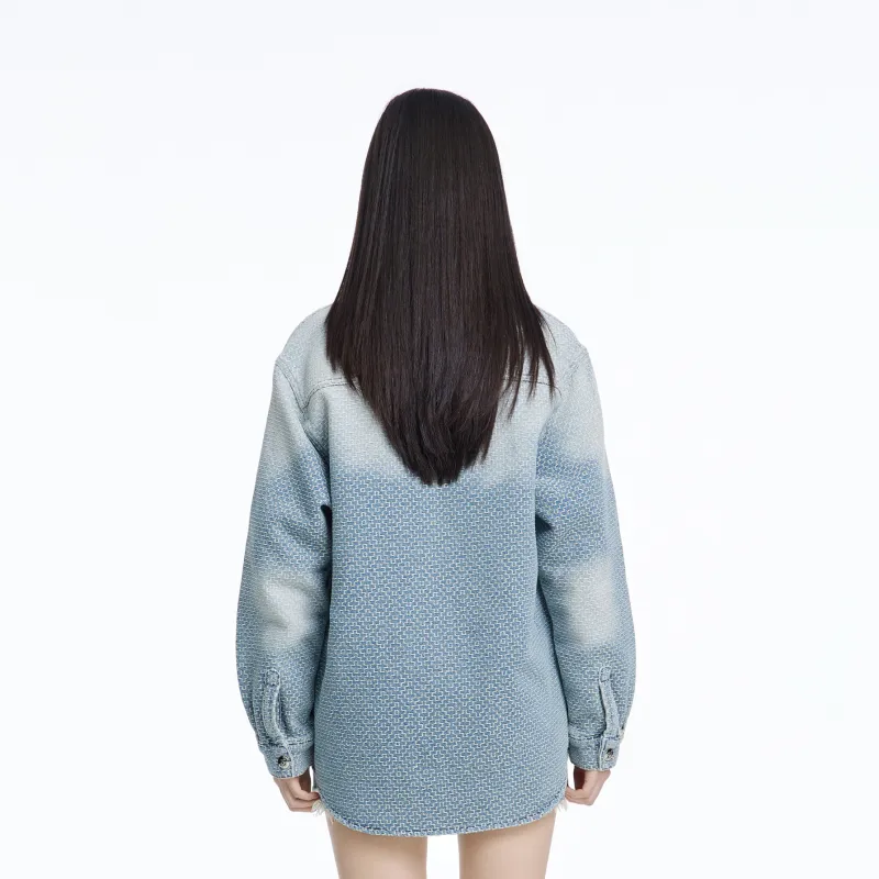 LIUREGALI Denim Jacket Women's Light Blue-2