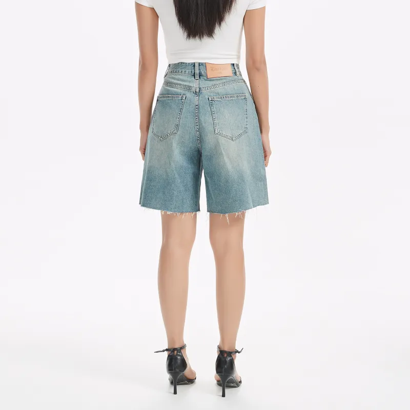 LIUREGALI Denim Shorts Women's Sky Blue-5