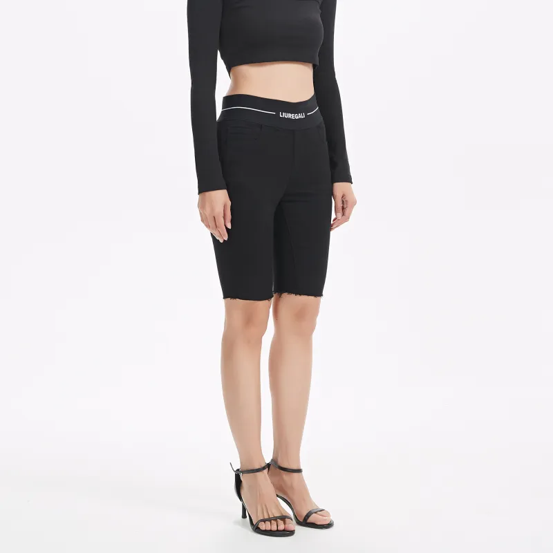 LIUREGALI Denim Shorts Women's Black-5