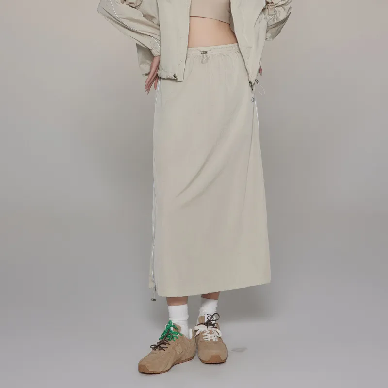 LIUREGALI Casual Long Skirt Women's Khaki-5