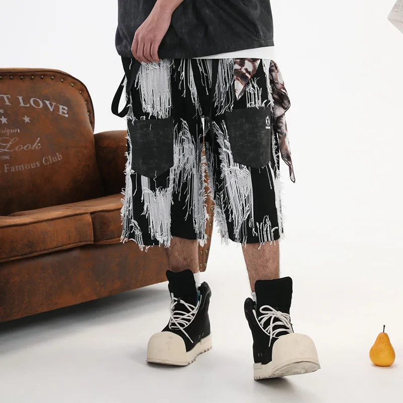 GENANX Casual Shorts Unisex Black/White-2
